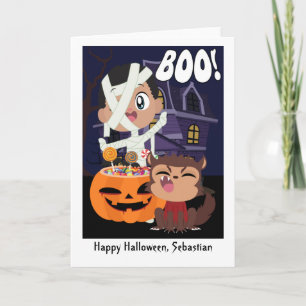 Tarjeta Halloween momia, calabaza y Werewolf personalizado