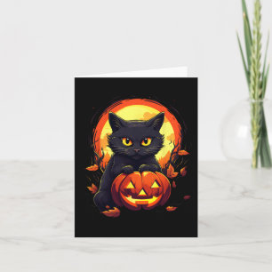 Tarjeta Halloween Moon Black Cat y Calabaza para hombres m