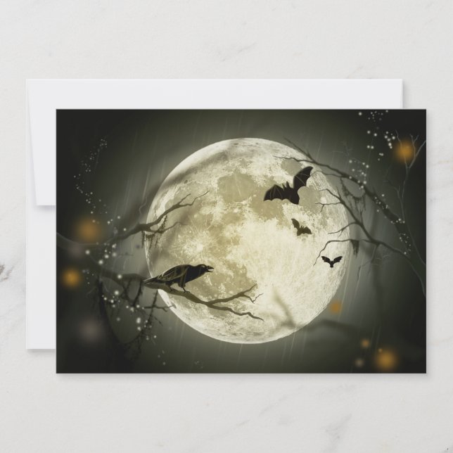 Tarjeta Halloween Moon Spooky Crows (Anverso)