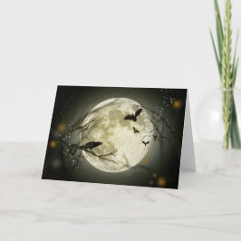 Tarjeta Halloween Moon Spooky Crows