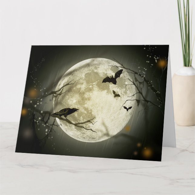 Tarjeta Halloween Moon Spooky Crows (Anverso)