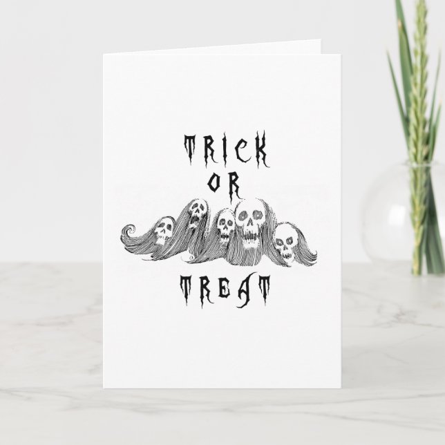 Tarjeta Halloween muestra truco o trato (Anverso)