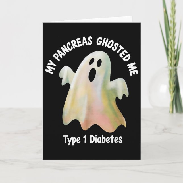 Tarjeta Halloween My Pancreas Ghosted Me Diabetes Boys &am (Anverso)