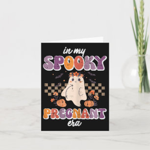 Tarjeta Halloween My Spooky Pregnant Era Retro Ghost Costu
