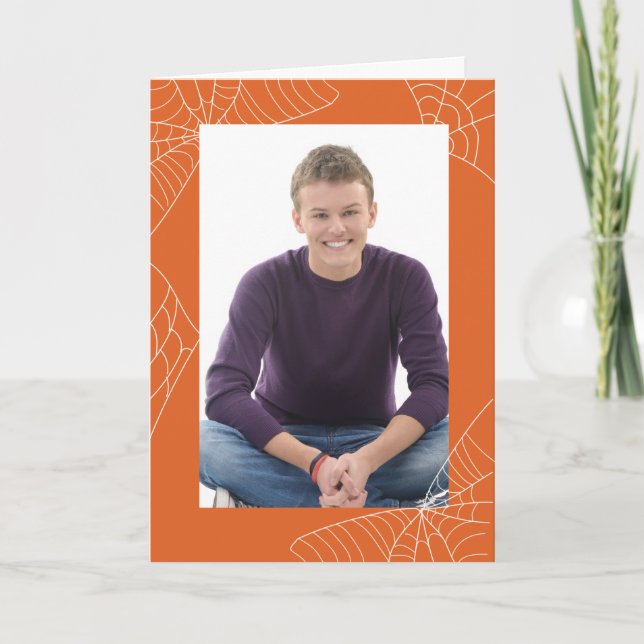 Tarjeta Halloween Naranja Frame Card Spider Web (Anverso)