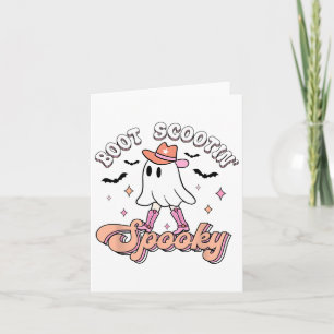 Tarjeta Halloween occidental retro lindo fantasma gracioso