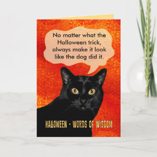 Tarjeta Halloween Palabras de Gato Sabio