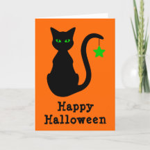 Tarjeta Halloween para gato negro