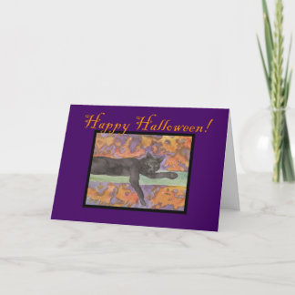 Tarjeta Halloween para gato negro