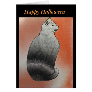 Tarjeta Halloween para gato negro