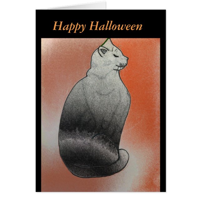 Tarjeta Halloween para gato negro (Frente)