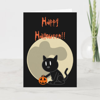 Tarjeta Halloween para gato negro