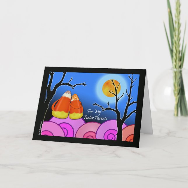 Tarjeta Halloween para padres de familia, pareja de maíz d (Anverso)