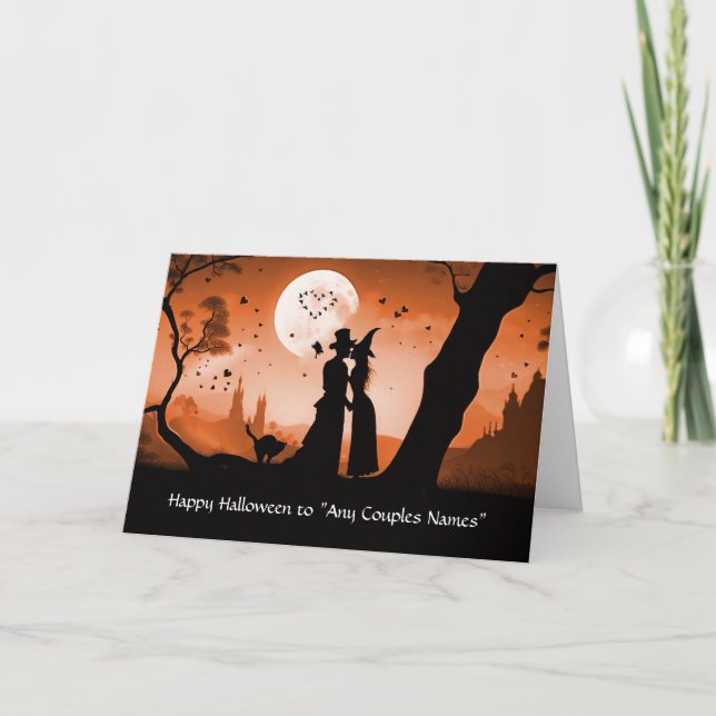 Tarjeta Halloween para Pareja Nombres Personalizados Lindo (Anverso)