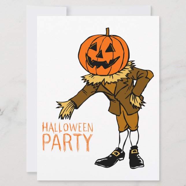 Tarjeta Halloween Party Pumpkin Guy Clip Art, Halloween (Anverso)