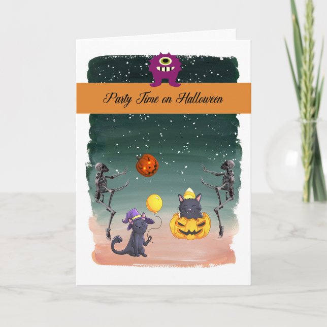 Tarjeta Halloween Party Time Card para los niños (Anverso)