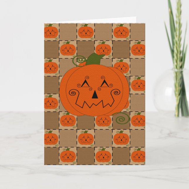 Tarjeta Halloween Patchwork Pumpkin Card (Anverso)