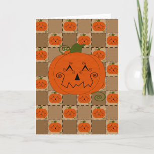 Tarjeta Halloween Patchwork Pumpkin Card