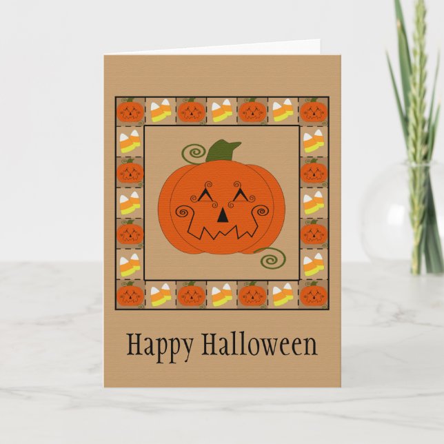 Tarjeta Halloween Patchwork Pumpkin Card (Anverso)