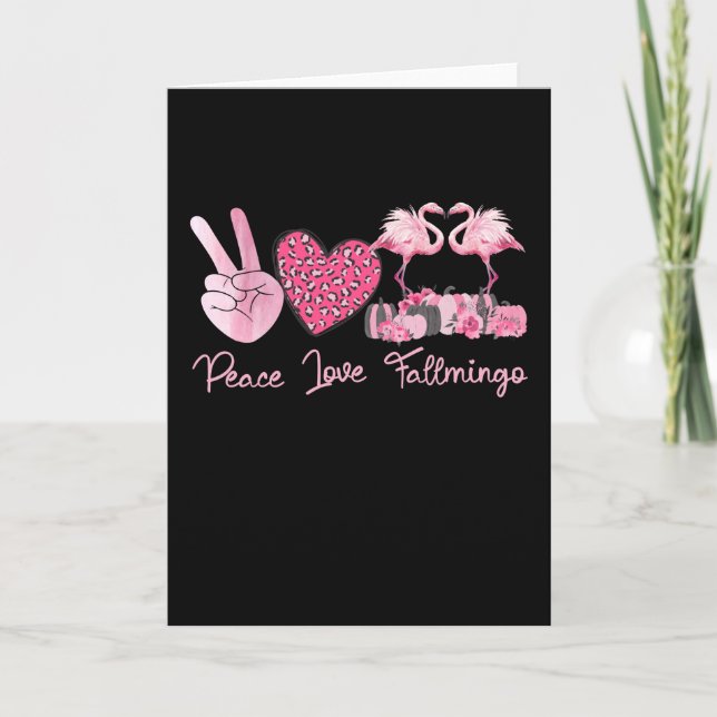 Tarjeta Halloween Peace Love Fallmingo Flamingo Pumpkin (Anverso)