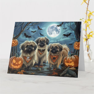 Tarjeta Halloween Pekingese Spooki