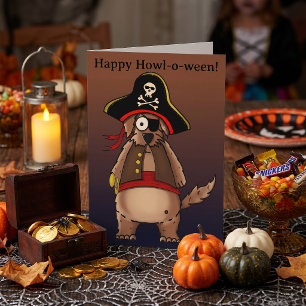 Tarjeta Halloween Perro Pirata Temporada Espeluznante Truc