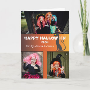 Tarjeta Halloween Personalizado 3 Nombre de foto Gato negr