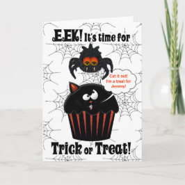 Tarjeta Halloween, Personalizado de araña y pastel