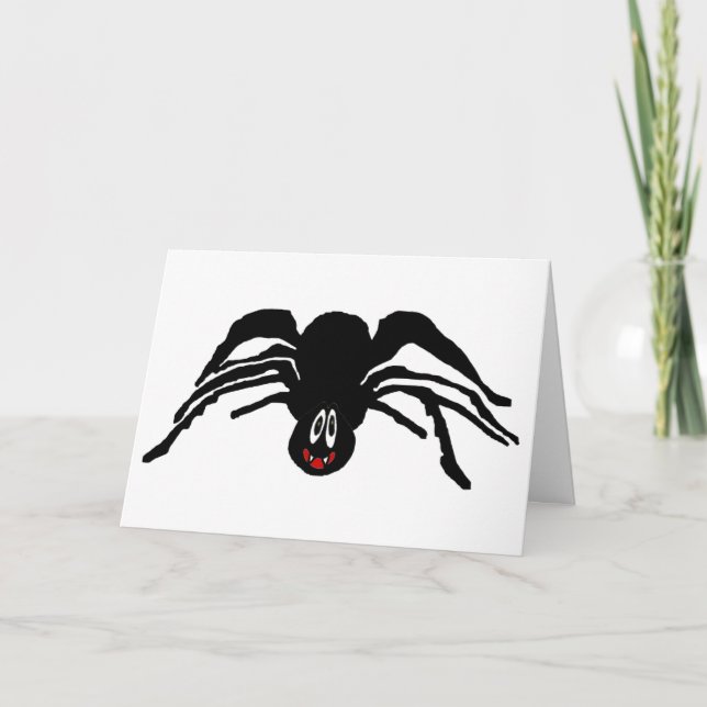 Tarjeta Halloween Personalizado divertida de Black Spider (Anverso)