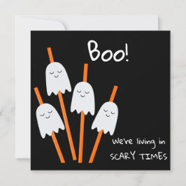 Tarjeta Halloween Personalizado fantasma Naranja negro pla