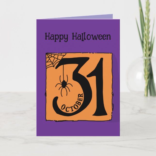 Tarjeta Halloween Personalizado Whimsical Funny Morado Mod (Anverso)