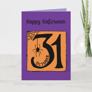 Tarjeta Halloween Personalizado Whimsical Funny Morado Mod