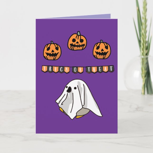 Tarjeta Halloween Personalizado Whimsical Funny Morado Mod (Anverso)