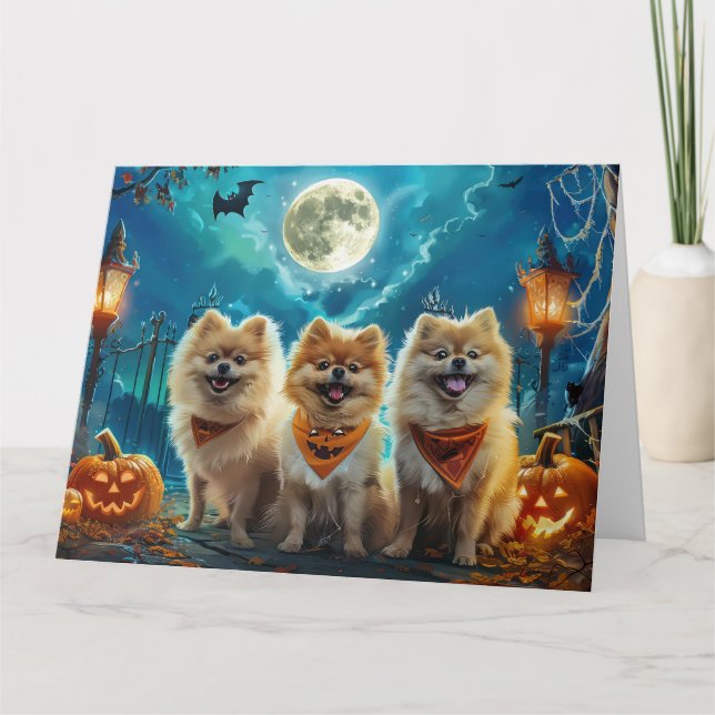 Tarjeta Halloween Pomeranian Spooky (Anverso)