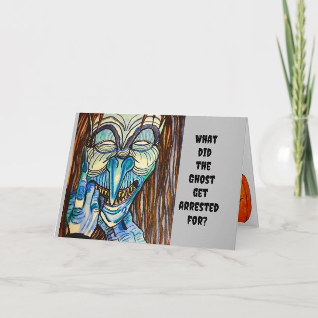 TARJETA HALLOWEEN POR QUÉ ARRESTARON AL FANTASMA (Anverso)
