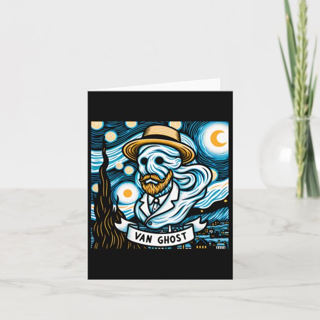 Tarjeta Halloween, profesor de arte fantasma (Anverso)
