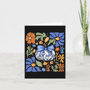 Tarjeta Halloween Pumpkin Chinoiserie Blue &amp; White Flo