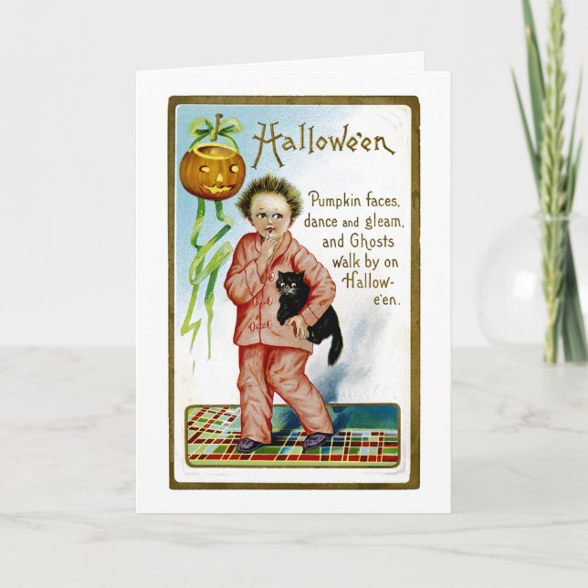 Tarjeta Hallowe'en Pumpkin Faces (Anverso)