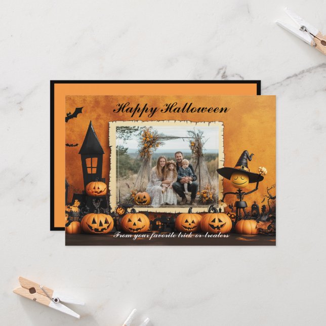 Tarjeta Halloween Pumpkin Patch Family Fun (Anverso/Reverso In Situ)