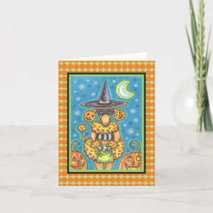 Tarjeta HALLOWEEN PUMPKIN POODLE GREETING NOTE CARTA Verse