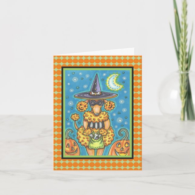 Tarjeta HALLOWEEN PUMPKIN POODLE NOTE CARTA Verse (Anverso)