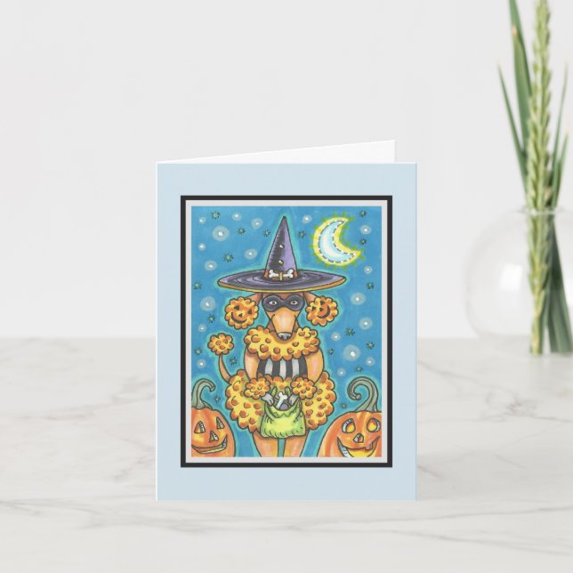 Tarjeta HALLOWEEN PUMPKIN POODLE NOTE GREETING CARD Verse (Anverso)