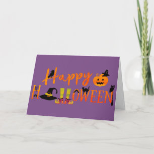 Tarjeta Halloween Purple Happy