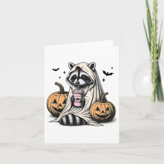 Tarjeta Halloween Raccoon Ghost