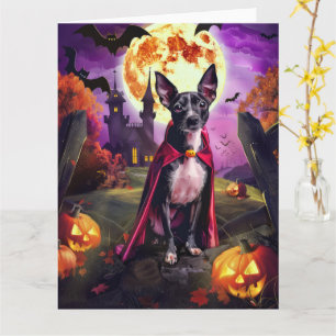 Tarjeta Halloween Ratonero Vampiro Calabazas Espeluznante 