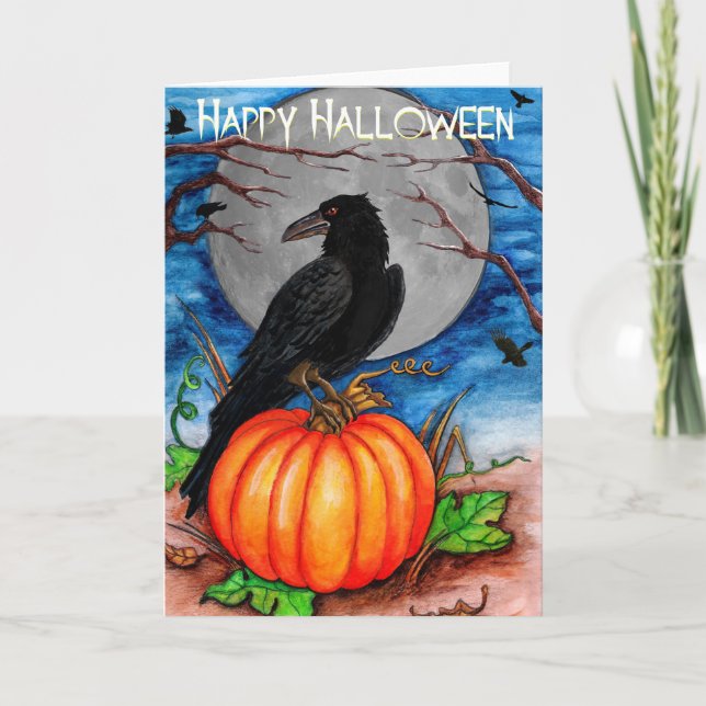Tarjeta Halloween Raven (Anverso)