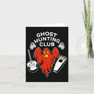 Tarjeta Halloween Red Ghost Hunter Club Spooky Hunter