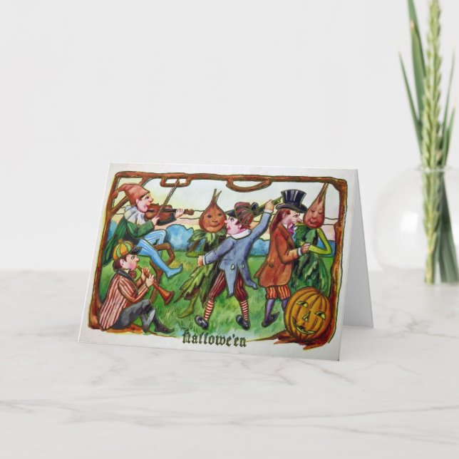 Tarjeta Halloween Retro Dancing With Veggies (Anverso)