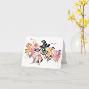 Tarjeta Halloween retro fantasmal