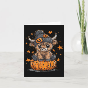Tarjeta Halloween Retro Highland Cow Moo Me Refiero A Boo 